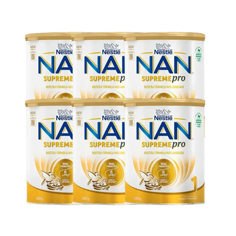 Leite inicial Nestlé Nan Supreme Pro 1, embalagem de 6x800 gr