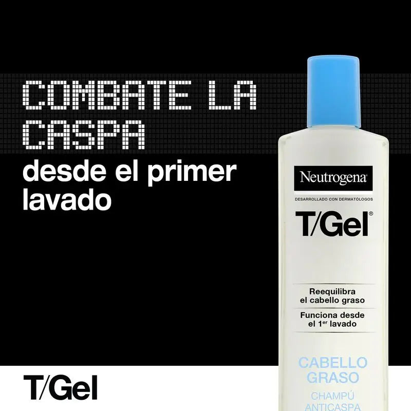 Champô Neutrogena T/Gel Anti-Caspa para Cabelo Oleoso, 2 x 250 ml