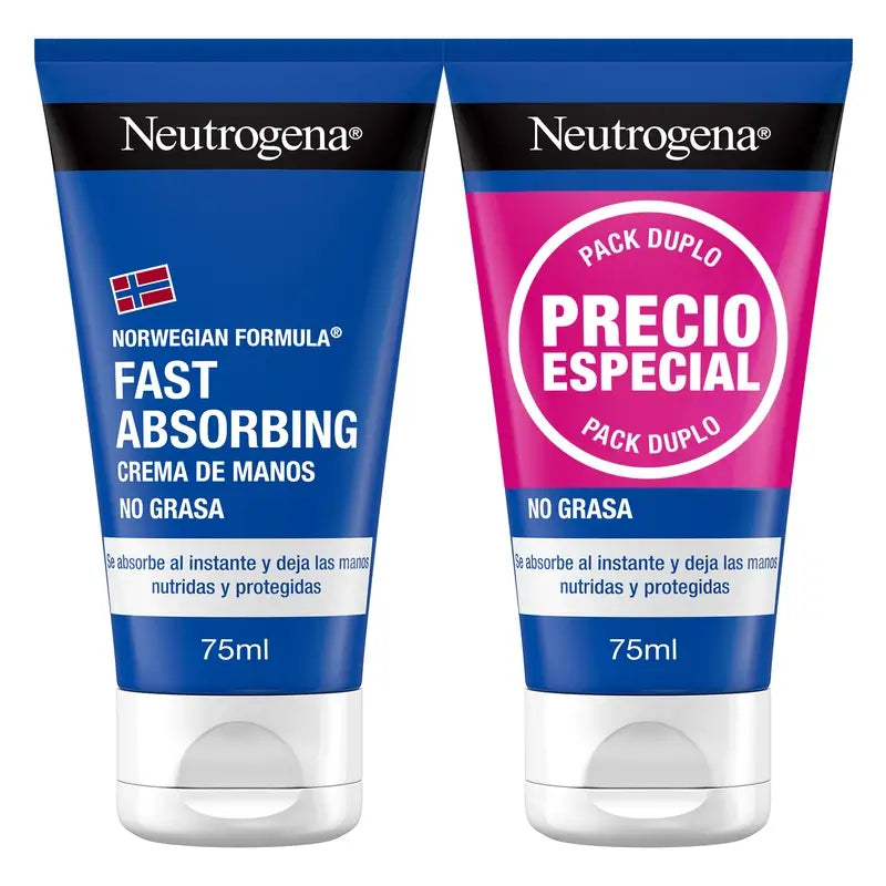 Neutrogena Rapid Absorption Repairing Hand Cream, embalagem de 2 x 75 ml
