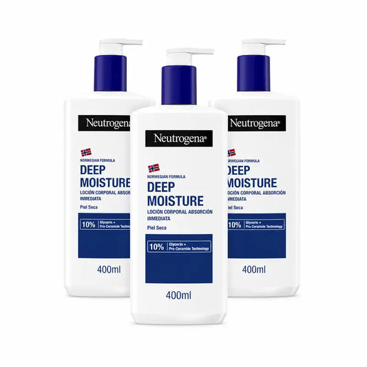 Neutrogena Creme Hidratante Corporal para Pele Seca, Embalagem com 3 x 400 ml