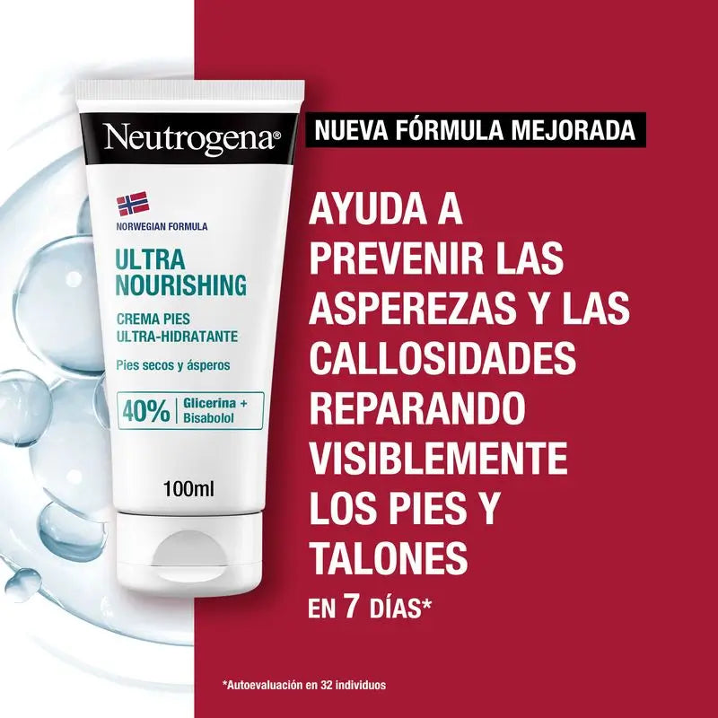 Neutrogena Ultra Moisturising Foot Cream Pés secos e ásperos, embalagem de 2 x 100 ml