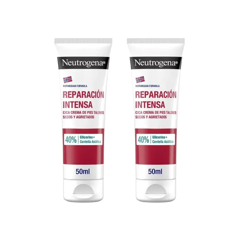 Neutrogena Intense Repair Cica Creme para Pés com Calcanhares Fissurados, 2X50 Ml