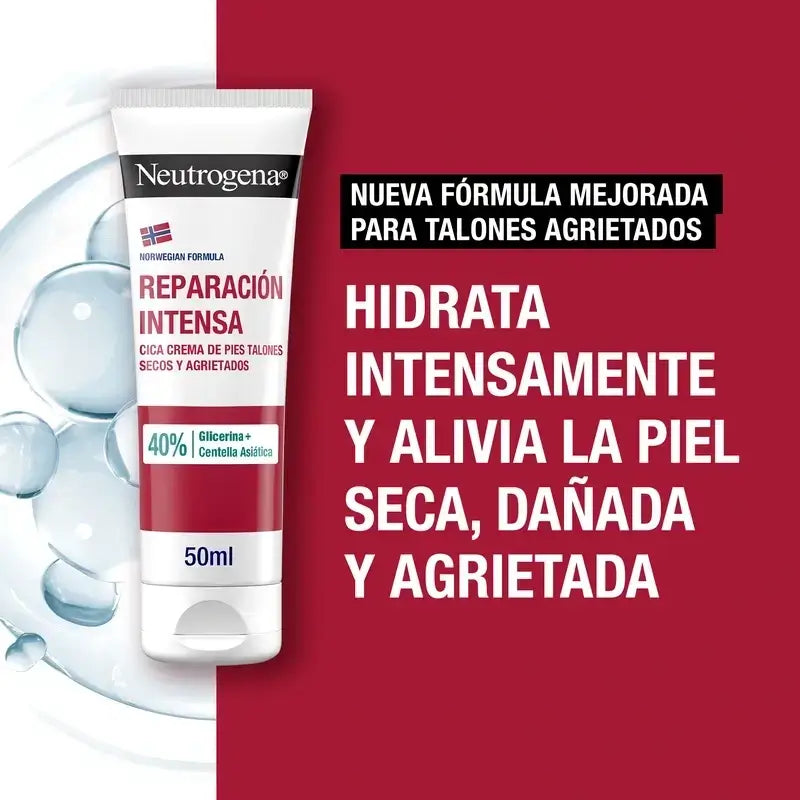 Neutrogena Intense Repair Cica Creme para Pés com Calcanhares Fissurados, 2X50 Ml