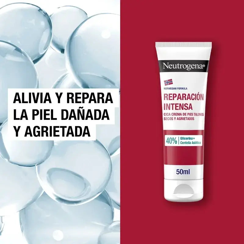 Neutrogena Intense Repair Cica Creme para Pés com Calcanhares Fissurados, 2X50 Ml