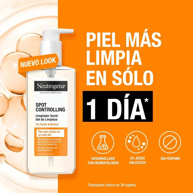 Neutrogena Gel de Limpeza Facial para Controlo de Manchas, 200 ml