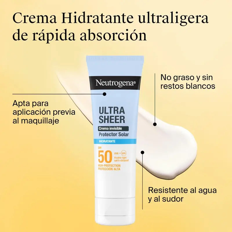 Neutrogena Ultra Sheer Creme Hidratante Invisível Spf50, 50 ml