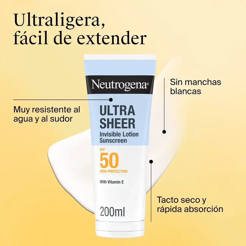 Neutrogena Ultra Sheer Loção Hidratante Invisível Spf50, 200 ml