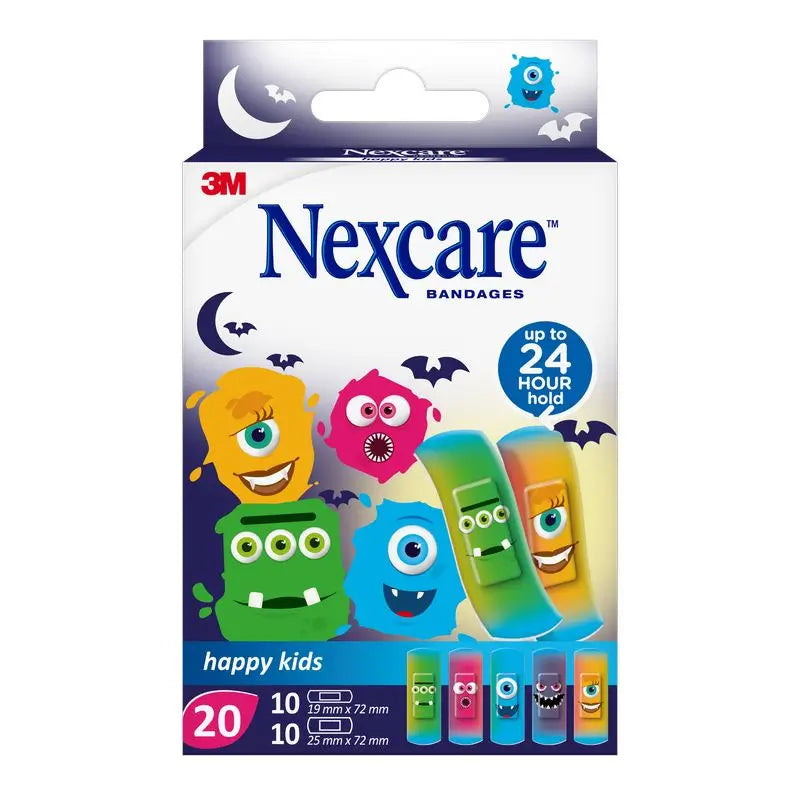 Tira de proteção para crianças Nexcare Kids Monster Design Sortido , 20 unidades