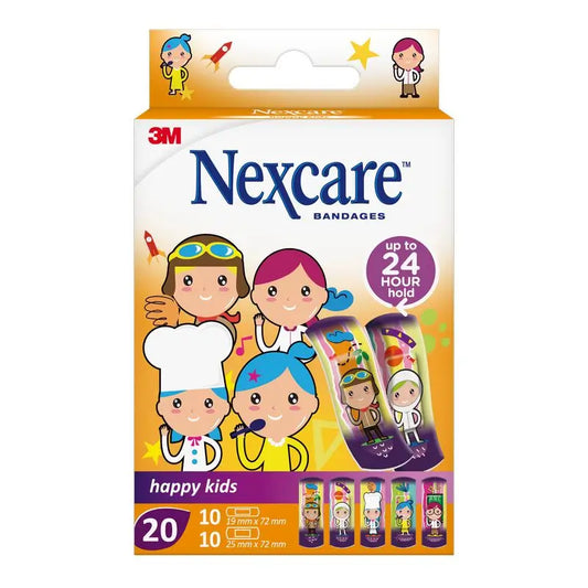 Faixa de proteção para crianças Nexcare Kids com design de profissões variadas, 20 unidades