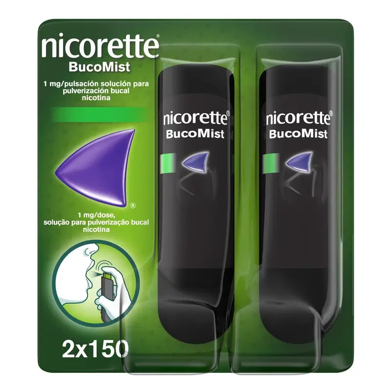Nicorette® BucoMist 1 mg/solução de pulverização bucal. Embalagem de 2
