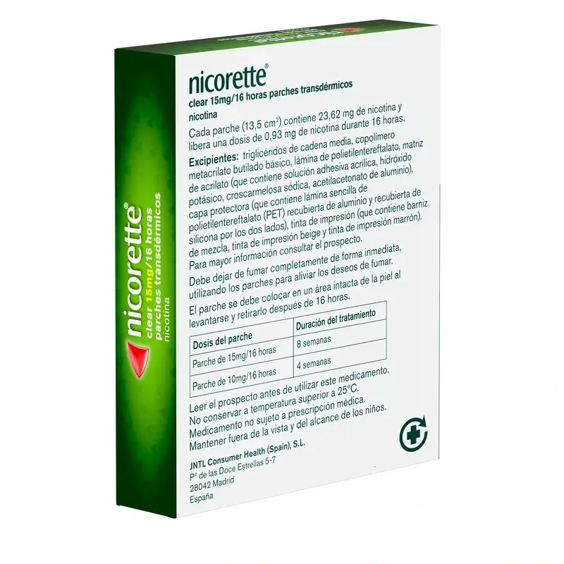 Nicorette Clear 15 mg/16 horas, 14 adesivos transdérmicos