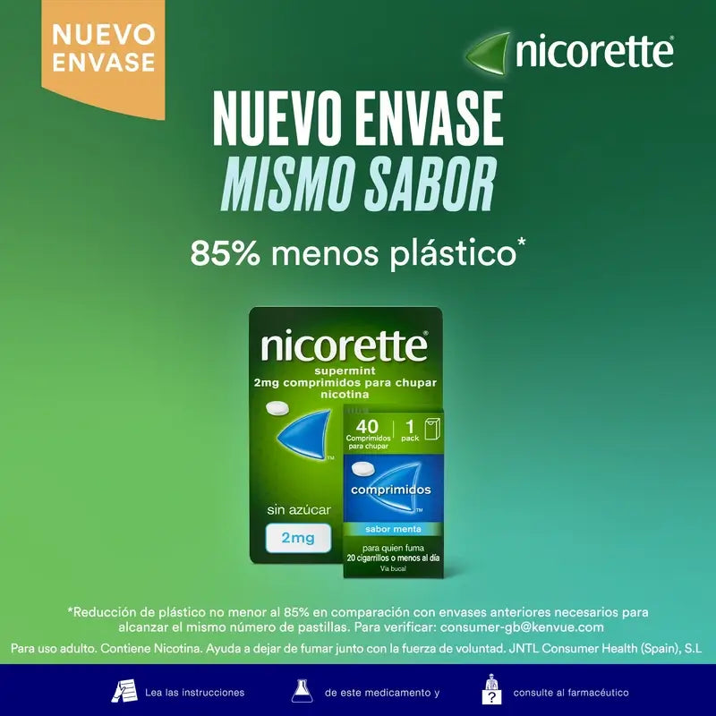 Nova embalagem Nicorette® Supermint 2 mg, 40 comprimidos