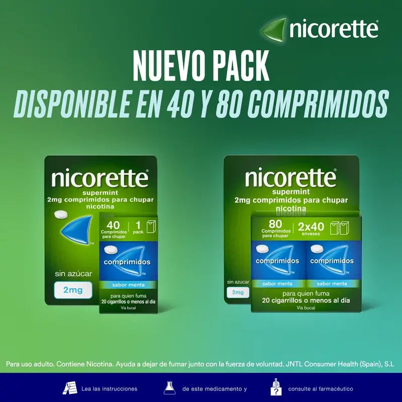 Nicorette® Supermint 2 mg, 40 comprimidos