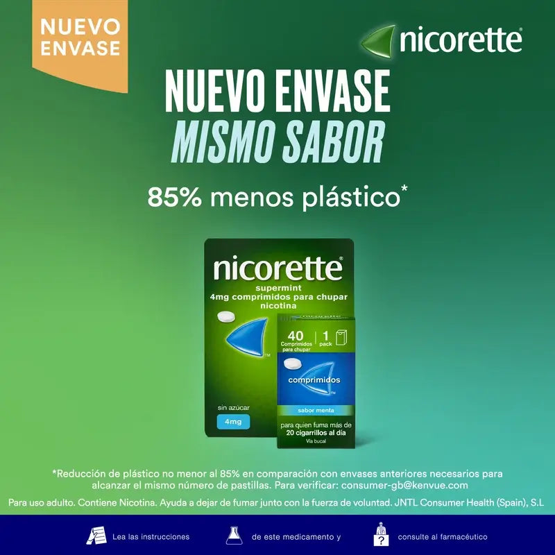 Nova embalagem Nicorette® Supermint 4 mg , 40 comprimidos