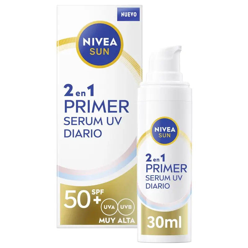 Nivea Sun 2In1 Primer Sérum de Proteção Solar Diária para o Rosto Spf50+ 30Ml