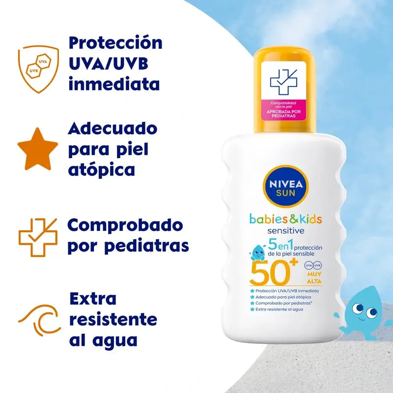 Nivea Sun Bebés & Crianças Spray Solar Sensível Crianças Spf50+ 200Ml