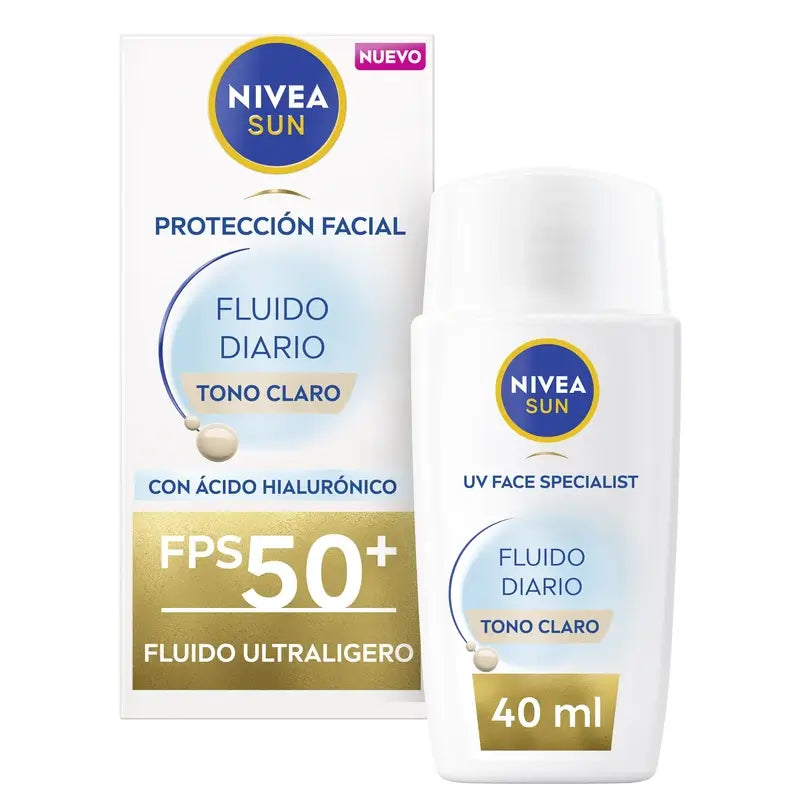 Nivea Sun Ultra Light Fluido Diário para o Rosto Tom Claro Spf50+ 40Ml