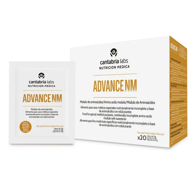 Advance NM Orange flavour (Arginina + Glutamina + Hmb), 25g x 20 saquetas, Cantabria Labs Medical Nutrition