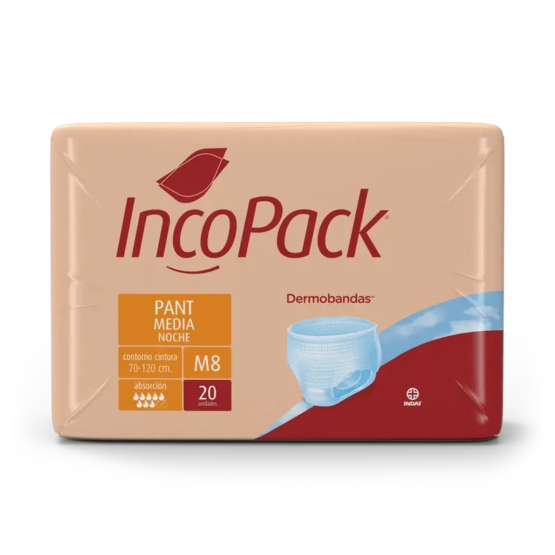 Incopack Pant Calça de noite absorvente Tamanho médio, 80 unidades.