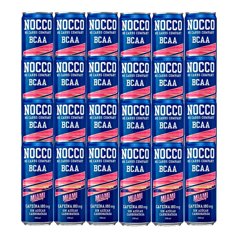 Nocco Pack Bcaa Miami Strawberry, embalagem 24 x 330 ml