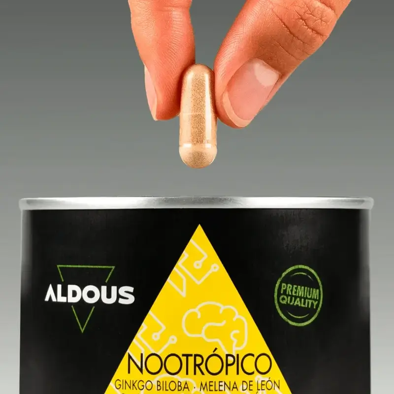Aldous Labs Nootropic com Ginkgo Biloba, Juba de Leão, Cafeína, Bacopa, Tirosina, Teanina e Huperzine A