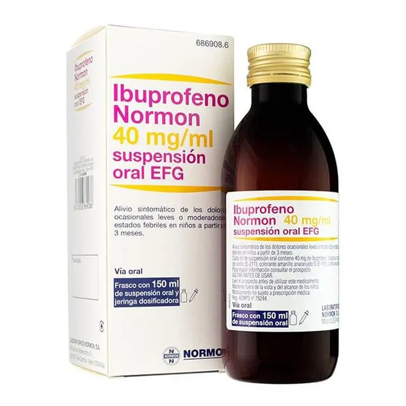 Normon Ibuprofeno Efg 40 Mg/Ml Suspensão Oral, 1 frasco para injectáveis 150 ml