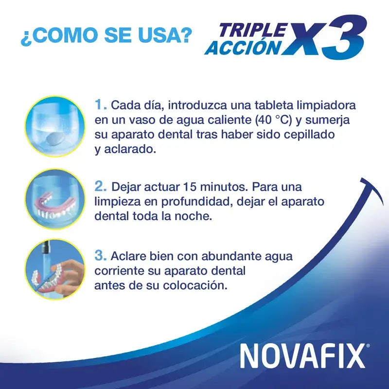 Novafix 3 em 1 Comprimidos de limpeza, 30 Comprimidos
