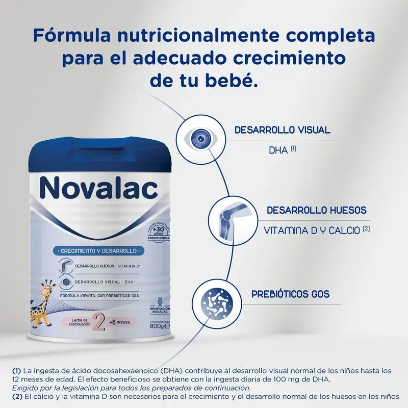 Novalac 2 Fórmula de leite, embalagem de 12 x 800 g