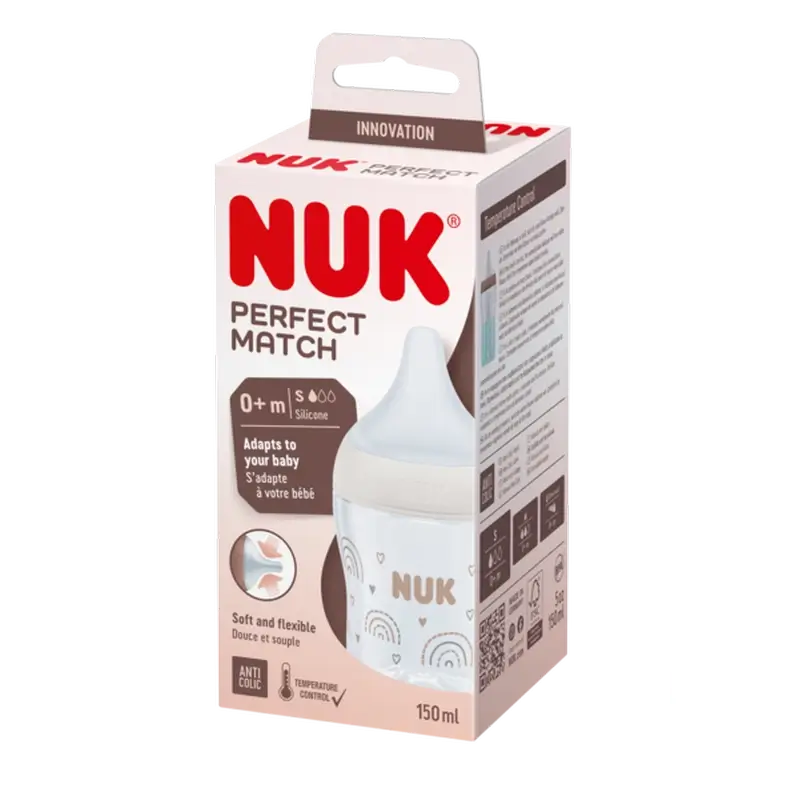 Nuk Biberon Perfect Match Pp Silicone 0-6M Flush S Rainbow , 150 ml