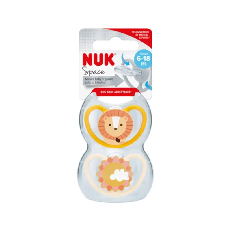Chupeta Nuk Space Leon/Sun T2 6-18M Silicone , 2 unidades