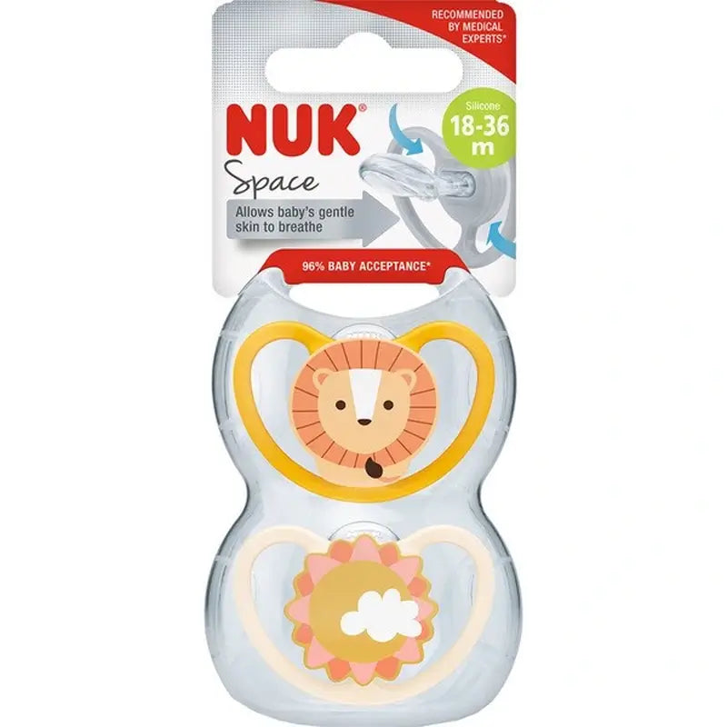 Chupeta Nuk Space Leon/Sol T3 18-36M Silicone , 2 unidades