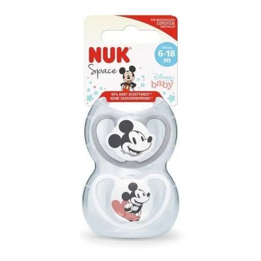 Chupeta Nuk Space Mickey Mouse Cinzento T2 6-18M Silicone , 2 unidades