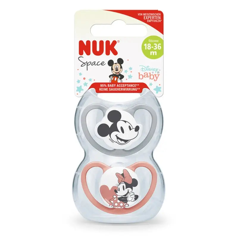 Nuk Space Chupeta Mickey Mouse Vermelho T3 18-36M Silicone , 2 unidades