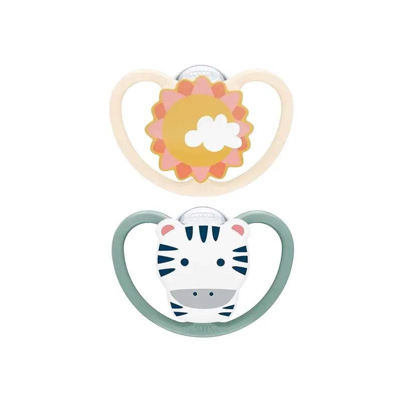 Chupeta Nuk Space Zebra/Sol T2 6-18M Silicone , 2 unidades