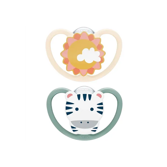 Chupeta Nuk Space Zebra/Sol T2 6-18M Silicone , 2 unidades