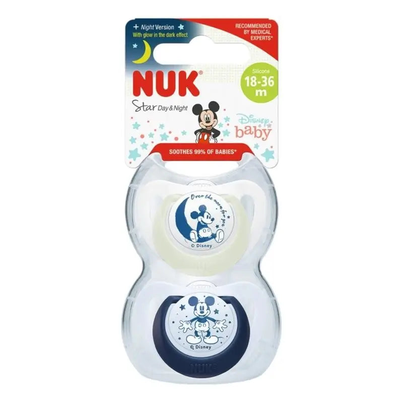 Nuk Star Day & Night Mickey Mouse T3 18-36M Silicone , 2 peças