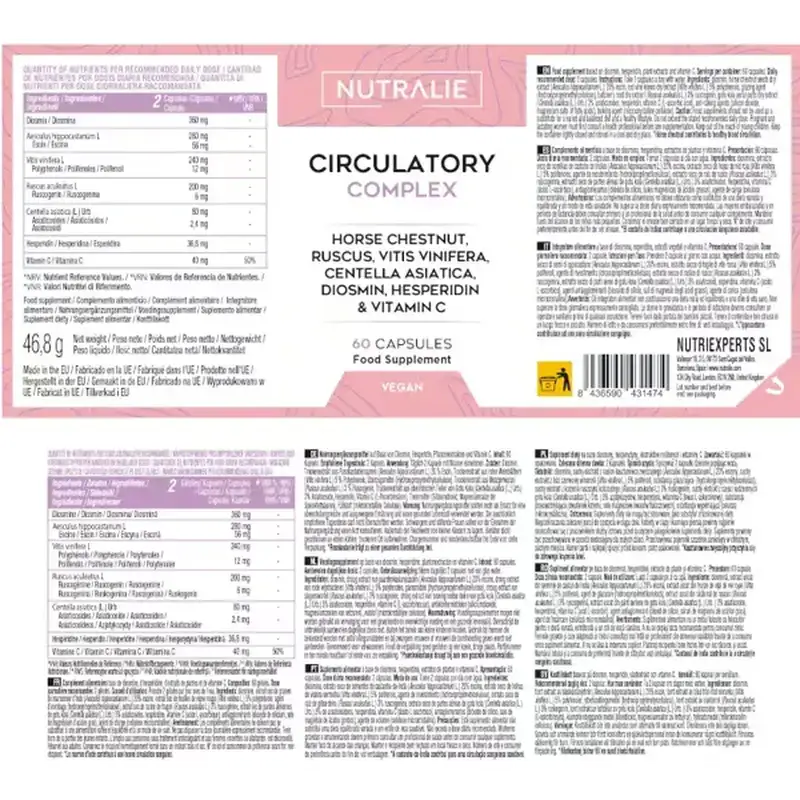 Nutralie Complexo Circulatório com Diosmina + Hesperidina, 60 cápsulas