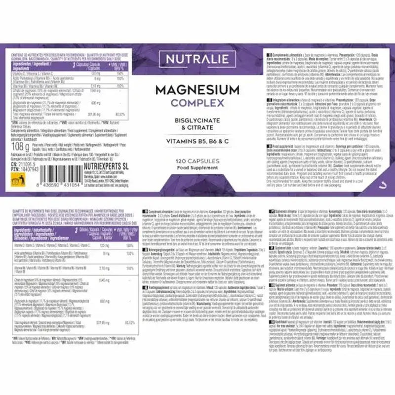 Nutralie Complexo de Magnésio com Bisglicinato e Citrato , 120 cápsulas