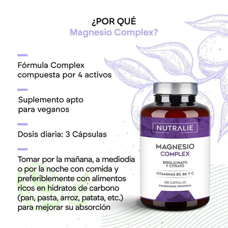 Nutralie Complexo de Magnésio com Bisglicinato e Citrato , 120 cápsulas