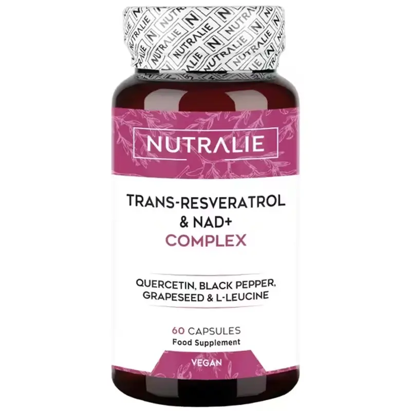 Nutralie Trans Resveratrol & Nad+ Complex com Quercetina + Piperina, 60 cápsulas
