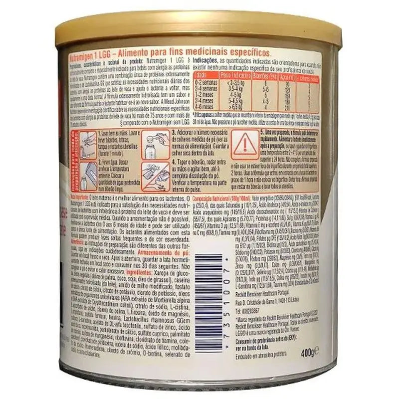 Nutramigen 1 Lgg Hipoalergénico, 400 g