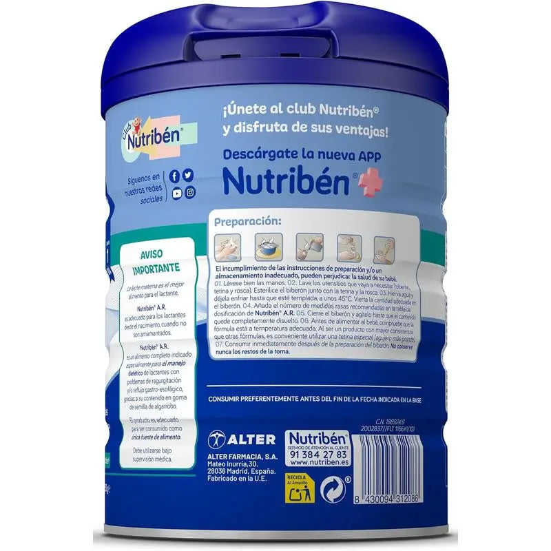 Nutribén AR Leite Anti-Refluxo e Anti-Regurgitação 800 g
