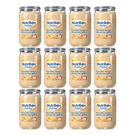 Nutriben Potito Maçã, Laranja e Banana com Bolacha , 12 x 235 gramas
