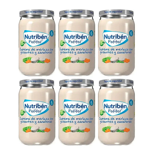 Nutriben Potito Supreme de Pescada com Ervilhas e Cenouras , 6 x 235 gramas