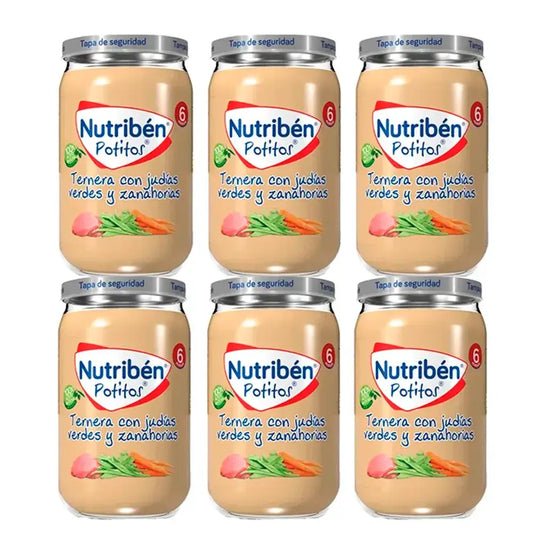 Nutriben Potito Bife com Feijão Verde e Cenoura , 6 x 235 gramas