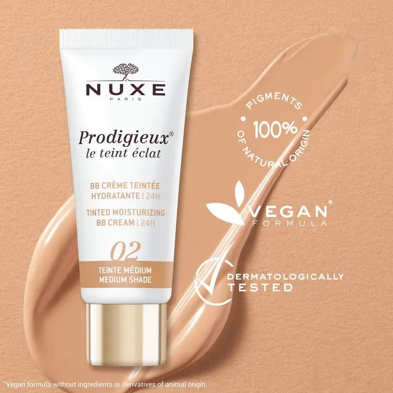 Nuxe Creme Hidratante para as maçãs do rosto com Cor - 24H, Prodigieux® Le Teint Éclat 30Ml - Tom Médio