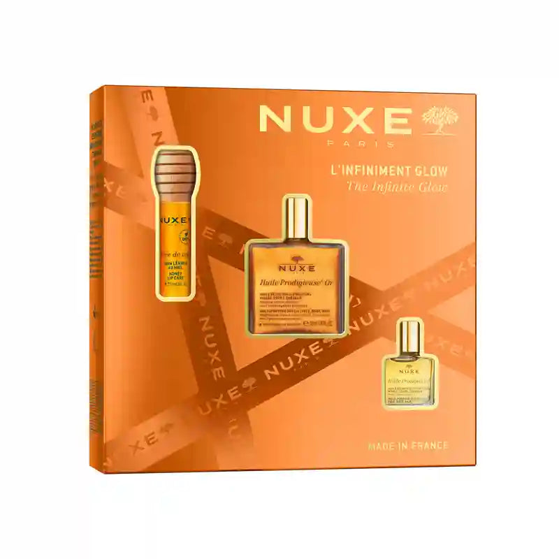 Caixa de oferta Nuxe Prodigieux Multi-Ranges Glow Infinite Huile Prod Or + Reve The Miel Labial + Huile Classic