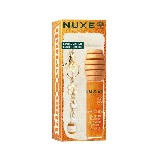 Nuxe Reve De Miel Tratamento Labial com Mel Gold 10 ml + Estojo para batom de oferta, 10 ml