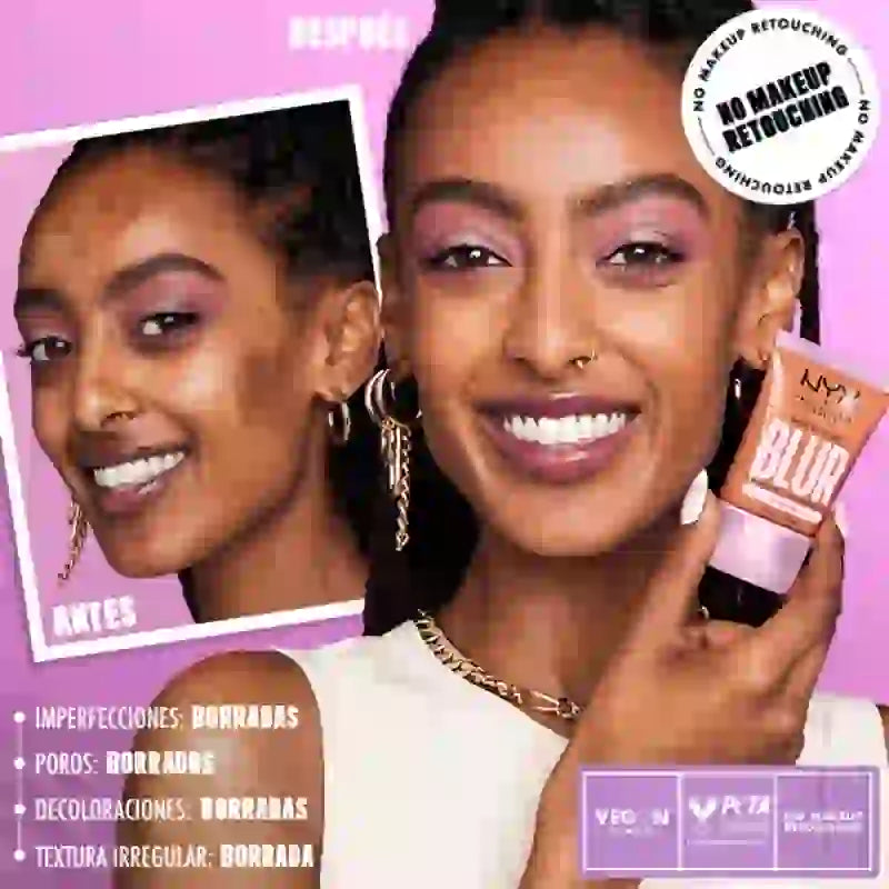 Nyx Bare With Me Blur Skin Tint, base desfocante, mate, tonalidade rica 21 , 30 ml