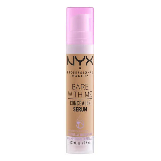 Nyx Bare With Me Serum Concealer, Tom Médio. Fórmula vegana. Disponível em 12 tonalidades. 9,6 ml